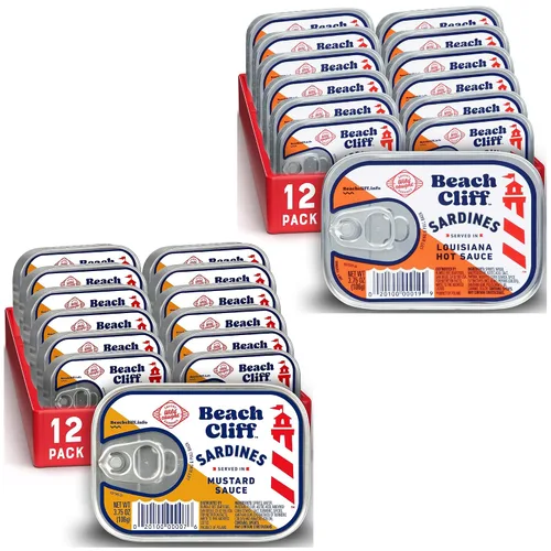 Vista 8 de Beach Cliff Sardinas Silvestres en Salsa Picante de Louisiana, lata de 3.75 oz - 14g de proteína por porción - Sin gluten, apto para dieta keto