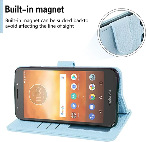 Vista 4 de Asuwish Funda de teléfono para Moto E5 Play E 5 Cruise 5E Go con protector de pantalla de vidrio templado y cubierta para cartera, soporte