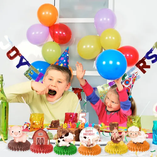 Vista 5 de 9 centros de mesa de panal de granja con temática de cumpleaños, decoración de mesa de animales de granja, decoración de mesa, regalos para niños