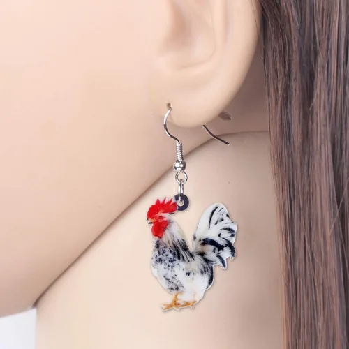 Vista 3 de DUOWEI Acrylic Chicken Earring Necklace Jewelry Sets Cute Farm Hen Jewelry for Women Girls Charms Gifts