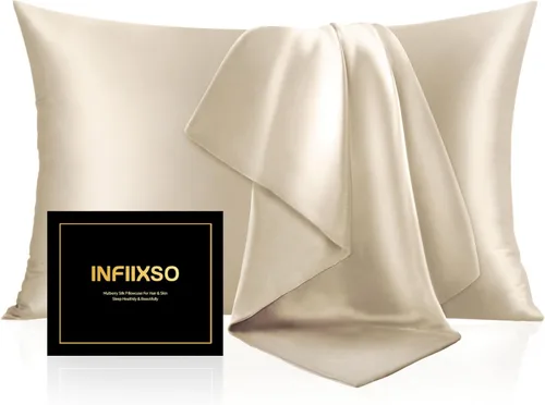 Vista 21 de INFIIXSO Funda de almohada de seda de morera, para cabello y piel, tamaño estándar, cremallera oculta, 20 x 26 pulgadas, suave y refrescante