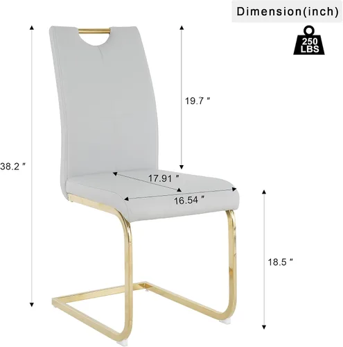 Vista 7 de Juego de mesa de comedor de cristal para 4, moderno juego de mesa de comedor de 51 pulgadas para 4, mesa de cristal dorada en forma de X con 4 Gris