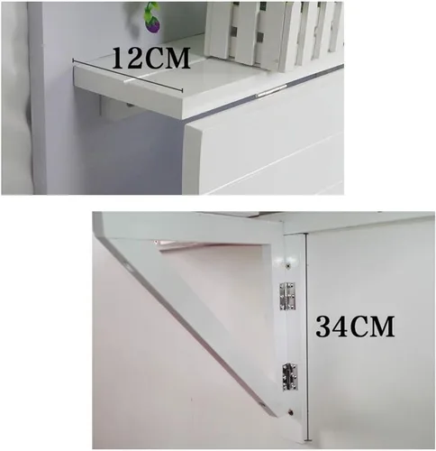 Vista 5 de Mesa de pared semicircular Mesa plegable de madera maciza Mesa plegable para computadora de montaje en pared Mesa de cocina y comedor