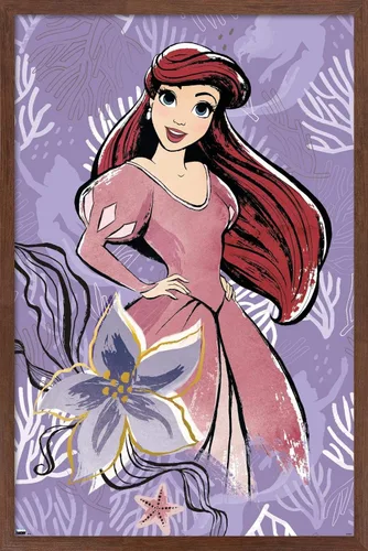 Vista 16 de Disney Ultimate Princess Celebration - Póster de pared de Ariel, 22.4 pulgadas de largo x 14.7 pulgadas, versión enmarcada en madera de granero