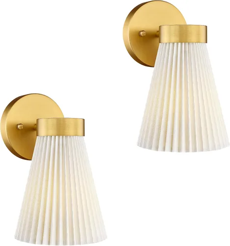 Vista 14 de HWH - Lámpara de pared para interiores, moderno aplique de pared con pantalla de vidrio a rayas blancas esmeriladas, aplique de pared individual
