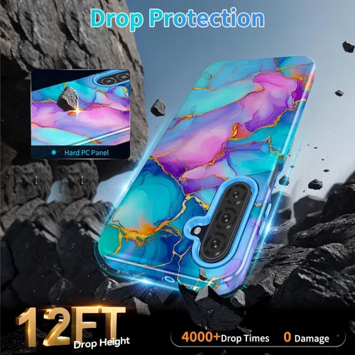 Vista 4 de Hekodonk Funda para Galaxy A17 5G/Galaxy A16 5G, resistente cuerpo completo, protección a prueba de golpes, 3 en 1, híbrida de policarbonato duro