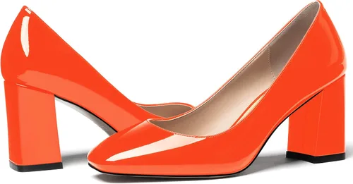 Vista 6 de WAYDERNS Zapatos de tacón alto con punta cuadrada sólida para mujer, de 3 pulgadas