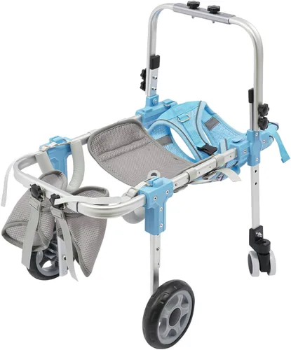 Vista 5 de DYNAMI Silla de ruedas ajustable para perros para patas traseras, silla de ruedas para perro con marco de aluminio y correas transpirables, soporte