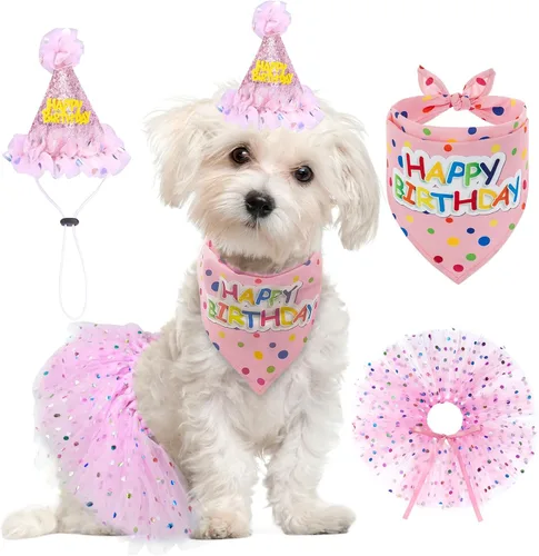 Vista 10 de SCENEREAL Suministros para fiesta de cumpleaños para perros, bandana de cumpleaños para perro, juego de collar de pajarita con números de Niño azul