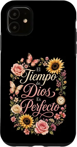 Vista 8 de Fe Cristiana El Tiempo De Dios ES Perfecto Floral Wreath Case for iPhone 16