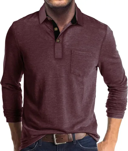 Vista 9 de Uposiut Mens Polo Shirts Long/Short Sleeve Mens Shirts Casual Stylish Cotton True Classic Basic Tee Shirts