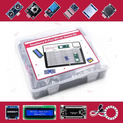 Vista 9 de GeeekPi Kit definitivo para Raspberry Pi Pico W con encabezados, tutoriales detallados, ejemplos de proyectos, varios elementos para programación