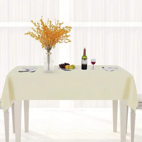 Vista 2 de sancua - Mantel rectangular de PVC 100 % impermeable, 54 x 54 pulgadas, vinilo a prueba de aceite, derrames, fácil de limpiar con un paño, para Beige
