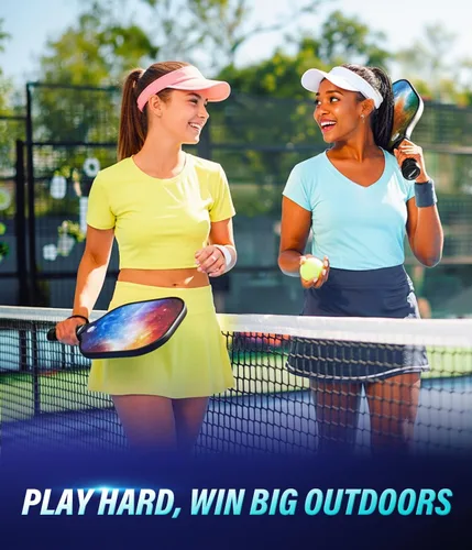 Vista 7 de Hicober Juego de 2 palas de pickleball Cara de fibra de vidrio ligera, agarre acolchado, aprobado por Pickleball de Estados Unidos Juego