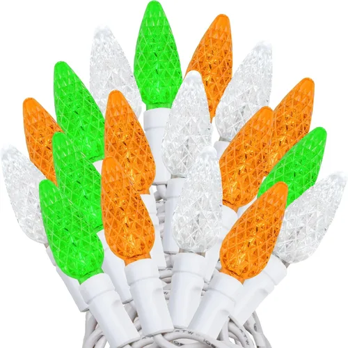 Vista 10 de Novelty Lights - Mini juego de 70 luces C6 LED de Navidad, serie de luces de grado comercial para exteriores, cable verde, 24 pies