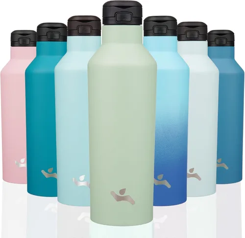 Vista 21 de Konokyo - Botella de agua aislada con popote, 25 onzas, doble pared de acero inoxidable al vacío con 2 tapas, cielo