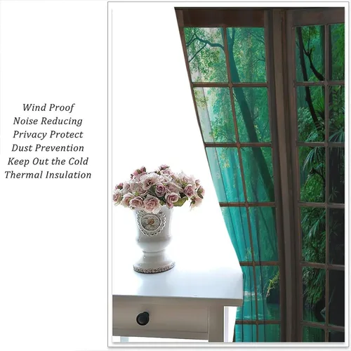 Vista 71 de Cortinas de paisaje, ventana 3D, primavera, bosque, vida silvestre, paisajes de naturaleza, dormitorio, sala de estar, cortinas térmicas opacas de 2