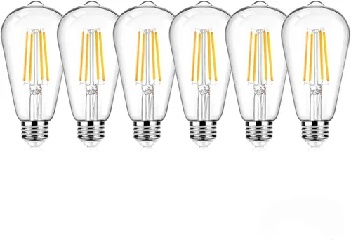Vista 13 de Ralbay Bombillas LED Edison ST48 vintage equivalentes a 60 vatios, paquete de 6, luz blanca natural brillante de 4500 K, bombillas de filamento LED