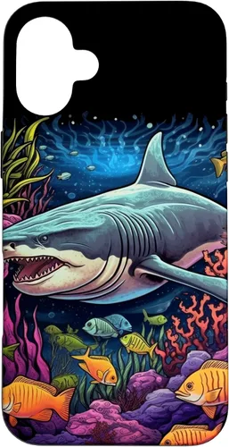 Vista 22 de iPhone 16 Tiger Shark Sea Ocean Underwater Shark Lover Case