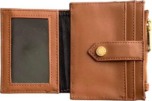 Vista 2 de Steve Madden Cartera acolchada suave para tarjetas, Coñac, Cartera plegable