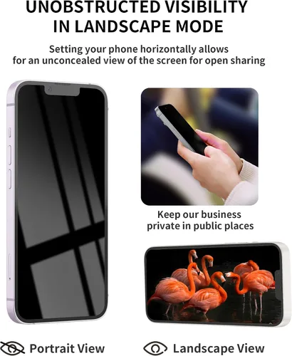 Vista 6 de Paquete de 3 protectores de pantalla de privacidad para iPhone 14 Pro Max, vidrio templado de 17 cm, protector privado, antiespía, protección