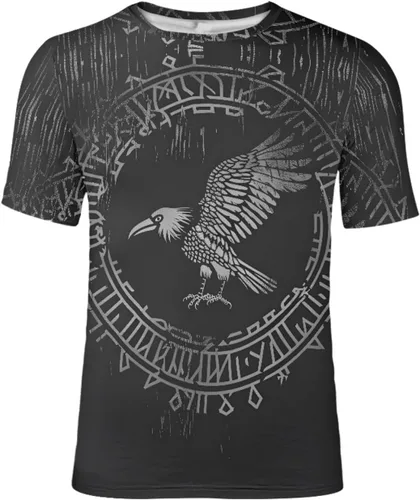 Vista 37 de GLUDEAR Camiseta Vikings para hombre, novedad con estampado 3D de mitología nórdica Aurora Galaxy Life Tree