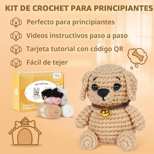 Vista 6 de MOREJMTT Kit de ganchillo para principiantes, aprende a tejer, incluye hilo suave fácil de tejer, tutorial en video paso a paso, gancho, regalo