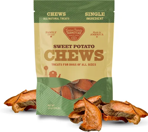 Vista 10 de Gaines Family Farmstead Golosinas para perros, bolsa de 8 onzas, masticables de batata de un solo ingrediente para perros, alternativa de cuero