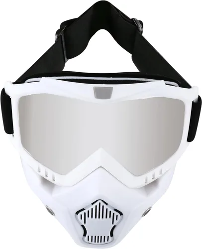 Vista 12 de LJDJ Gafas de motocicleta con máscara extraíble – Gafas de motocross ATV Anti-UV ajustables MX Riding Offroad Ciclismo Moto Gafas protectoras Racing