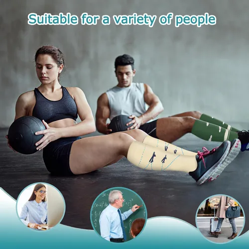 Vista 35 de ACTINPUT 8 pares de calcetines de compresión para mujeres y hombres, medias de compresión de apoyo para médicos, correr, atletismo