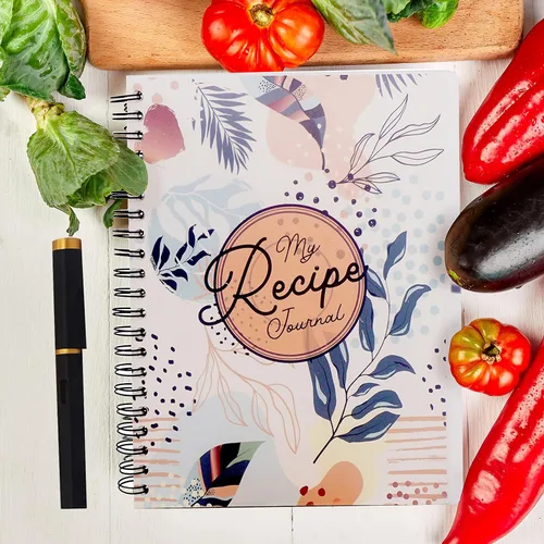Vista 6 de Performore Diario de recetas encuadernado en espiral, 100 páginas en blanco, tamaño carta de 8.5 x 11 pulgadas, incluye bolígrafo y funda, crea tu