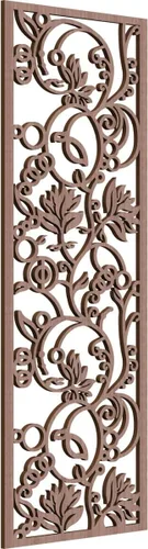 Vista 90 de Caspian Paneles de pared de madera con calado decorativo perforado, 9 3/8 pulgadas de ancho x 24 3/8 pulgadas de alto x 1/4 de alto, cereza