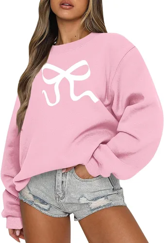 Vista 7 de Sudadera casual de manga larga para mujer, cuello redondo, ajuste holgado, tallas S-3XL