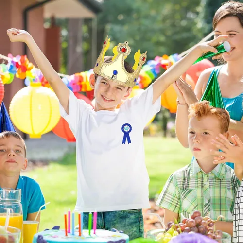 Vista 5 de Abeillo Corona de rey de cumpleaños, banda para niño, botones y accesorios de vestir para celebración de cumpleaños