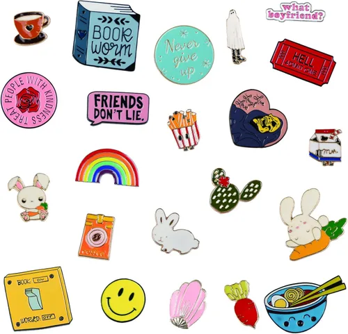 Vista 3 de Juego mixto de 20 prendedores de esmalte para solapa Decoración para mochila, gorros y chaqueta