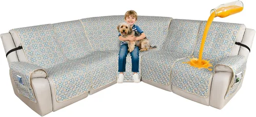 Vista 8 de ALIECOM Fundas de sofá modular reclinable en forma de L, 100% impermeables, fundas para sofá seccional, fundas lavables con estampado, protector