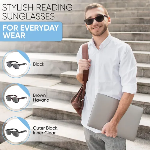 Vista 7 de Yogo Vision Reader Sunglasses for Women and Men, UV400 Tinted Reading Sunglasses 3-Pk