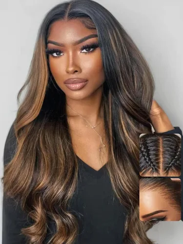 Vista 51 de UNICE Pelucas de cabello humano con cierre de encaje HD Blendaway de 5 x 5, peluca de cabello humano sin pegamento con onda del cuerpo, con cordón
