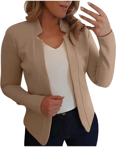 Vista 16 de Chaquetas tipo blazer para mujer, chaqueta de cárdigan de moda con frente abierto, chaqueta casual de manga larga para el trabajo y la oficina