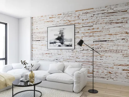 Vista 4 de WoodyWalls - Tablones de madera recuperada, paneles de pared, cada uno único, juego de tablones de madera de granero para decoración rústica