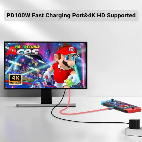 Vista 9 de USB C to HDMI Cable for Nintendo SwitchSwitch OLED, 2M6.6FT Switch Dock with 1080P60Hz Output,100W PD Charging Port, USB C to HDMI Adapter for