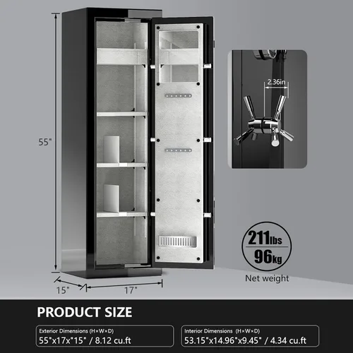 Vista 2 de Caja fuerte ignífuga con bloqueo digital – Caja fuerte grande resistente de 8.12 pies cúbicos para el hogar, la oficina y los negocios Diseño