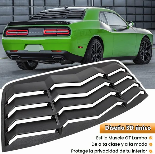 Vista 2 de Persianas de ventana trasera para Dodge Challenger 2008-2018 2019 2020 2021 2021 2022 2023 Parasol de parabrisas Cubierta de ventilación GT