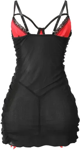 Vista 4 de Vestido de lencería, disfraz de hada para mujer, sexy encaje transparente, camisón con bragas, ropa de noche exótica de novia para sexo travieso