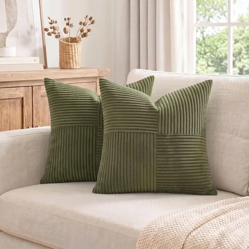 Vista 7 de Fancy Homi - Paquete de 2 fundas de almohada decorativas de color verde oliva pequeñas de 12 x 12 pulgadas para sala de estar, sofá, cama