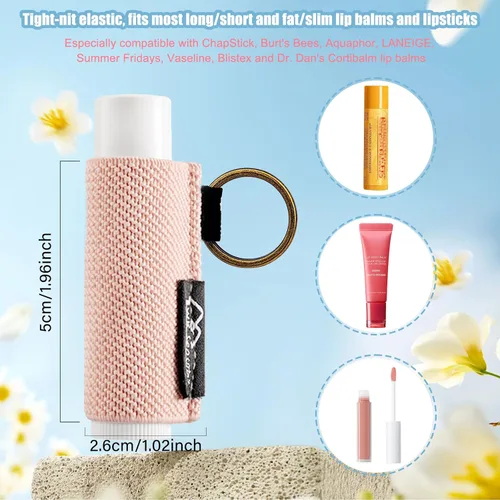 Vista 2 de WK IEASON - Llavero con Soporte para Bálsamo Labial, Clip para Funda de Lápiz Labial, Funda para Chapstick, Llavero, 3 piezas Negro, Mediana