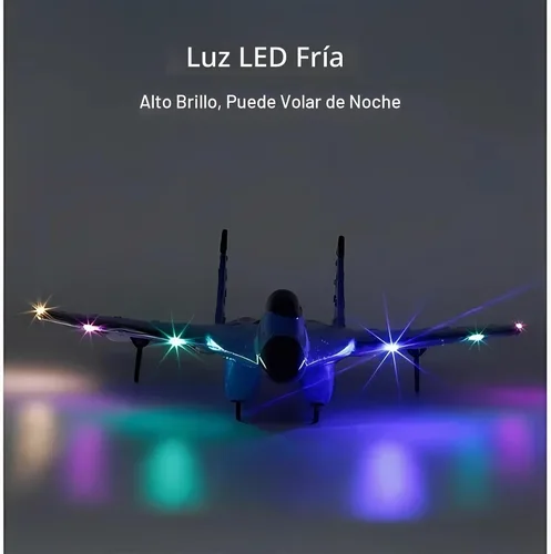 Vista 6 de Avión inalámbrico de juguete con luces, recargable por USB SU-35 RC planeador de avión de control remoto, espuma resistente a caídas al aire libre