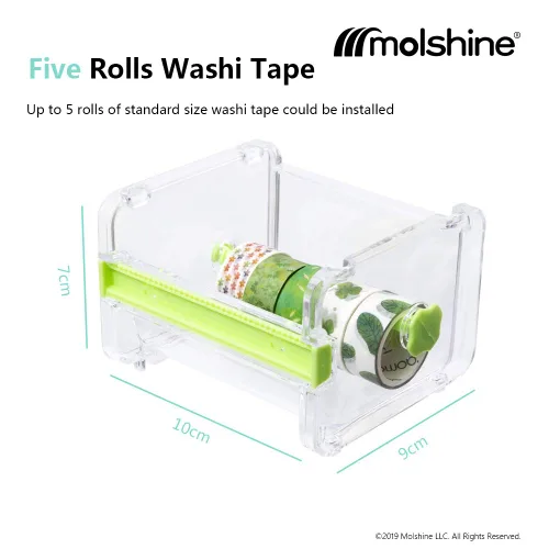 Vista 5 de molshine Dispensador de cinta adhesiva Washi transparente para escritorio, cortador de cinta, soporte de cinta adhesiva (no incluye cinta adhesiva)