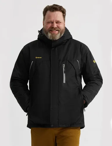 Vista 6 de GEMYSE Chaqueta de esquí a prueba de viento para hombre, impermeable, con capucha y varios bolsillos