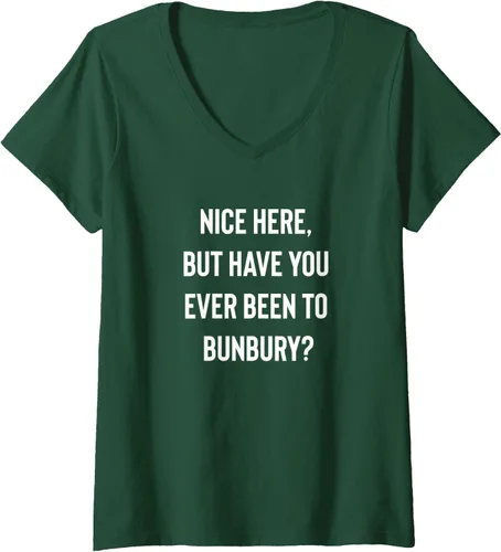 Vista 10 de Camiseta con cuello en V Nice Here But Have You Ever Been To Bunbury, Negro
